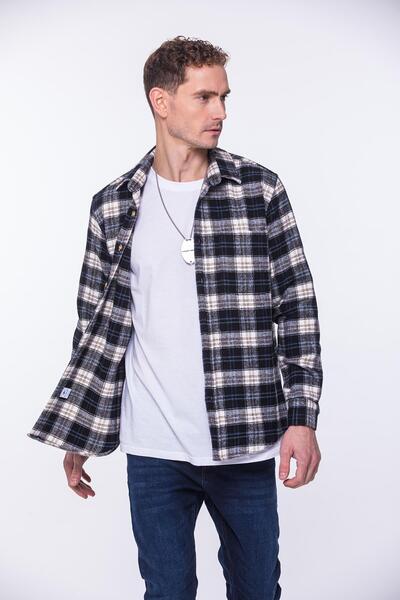 Fitmens Мъжка риза с каре, 100% памук с мека текстура, в голям размер, в пода...