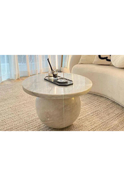 MIARIK DESIGN Tektop- Traverten Geçmeli Oyuk Yan Sehpa