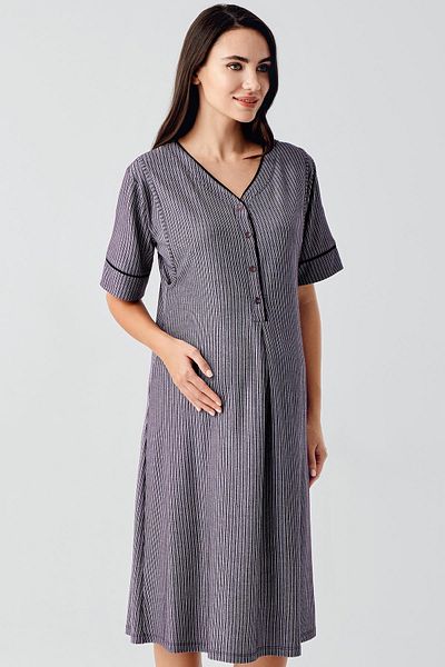 Artış Buttoned Short Short Sleeve Stretchy Viscous Maternity Nightgown 14128