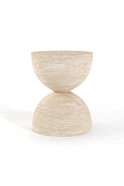 MIARIK DESIGN Ella-Traverten Ortadan İncelen Yan Sehpa