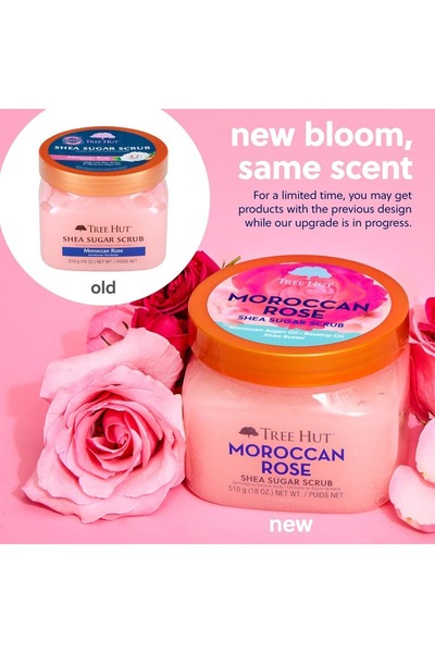 TreeHut Tree Hut Shea Sugar Scrub Moroccan Rose - Reveal Soft, Glowing Skin | 510Grams