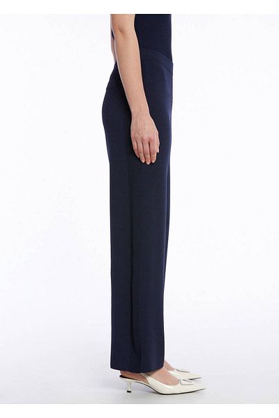 Knitss Navy Blue Knitwear Trousers with Ribbed Knit Detail