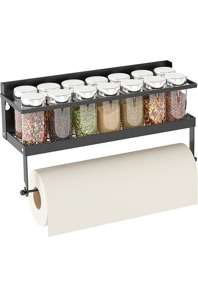 Generic Sleclean Magnetic Spice Rack Organizer for Refrigerator, Paper Towel Holder With Hooks, Multi-Use K