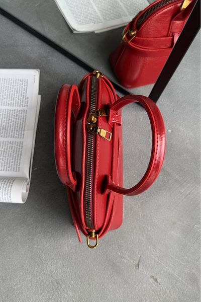LEONAS Women's Marina Red Handbag - Zippered with Accessories