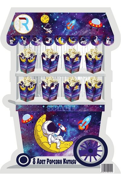 Cadde Süs Space Themed Popcorn 8-Piece Corn Box