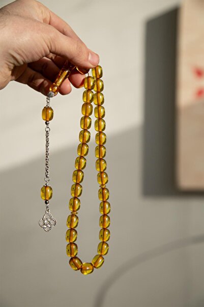 TESBİHKENTİ Mărgele de rugăciune de chihlimbar cu pulbere de culoare galbenă ...