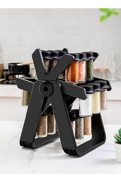 COOYA 360 Rotating Spice Rack, 18PCS Jar Kitchen Spice Organizer, Seasoning Organizer Rack Tower
