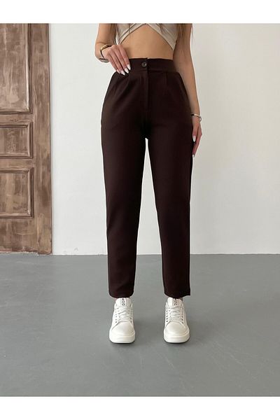 BİKELİFE Pantaloni de damă din lycra cu talie înaltă, din țesătură elastică, tăiată morcov