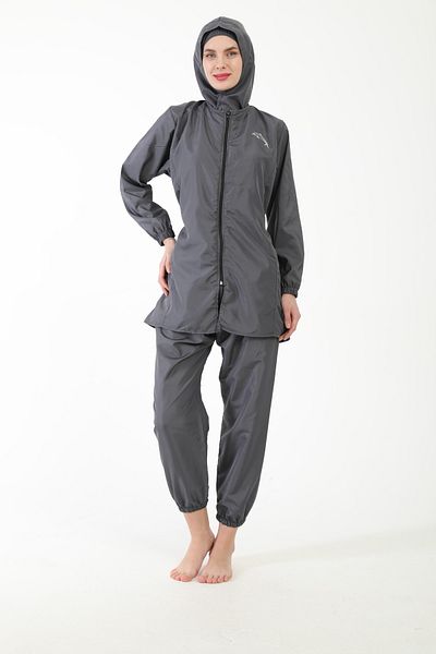Toptantekstilcim Plain Plain Parachute Hijab Swimsuit