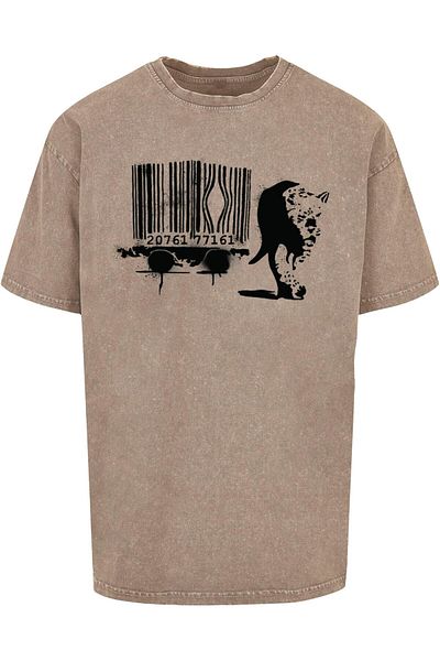Merchcode Brandalised - Barcode Leopard Acid Washed Oversize Tee