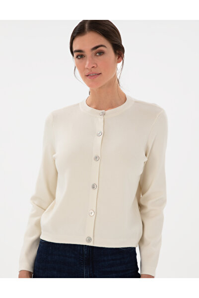 Pierre Cardin Ekru Slim Fit Triko Hırka 50299413-VR019