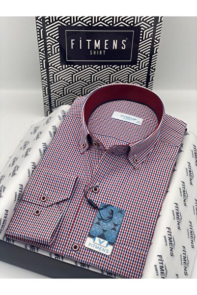 Fitmens Classic Long Sleeve Collar Buttoned Plaid Gift Boxed Men's Shirt Fs-003774 - Red