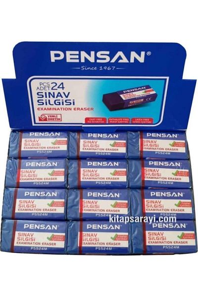 Pensan Eraser pentru examen, albastru, pachet de 24 de bucăți, moale, fără urme