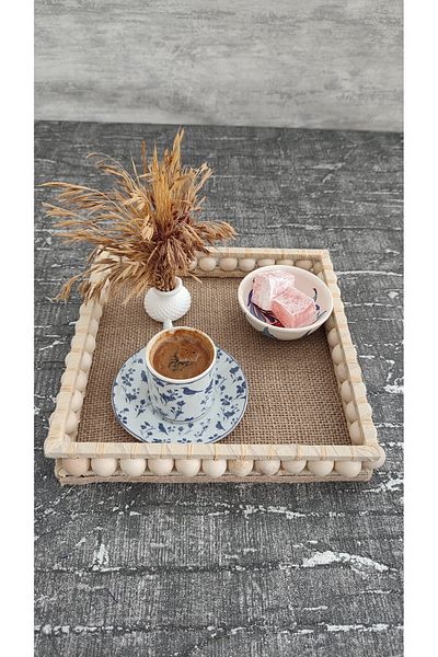 Sorgun Kadın Kooperatifi Decorative Wooden Beaded Presentation Tray 23 cm