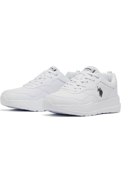 U.S. Polo Assn. Men's White Low-Top Sneakers - Lightweight Lace-Up Design, Comfortable for Everyday Outfits