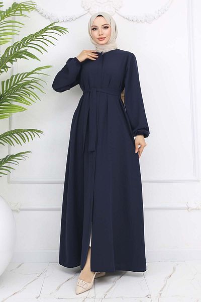 benguen Μυστικό φερμουάρ Belted Ferace Navy Blue 1003
