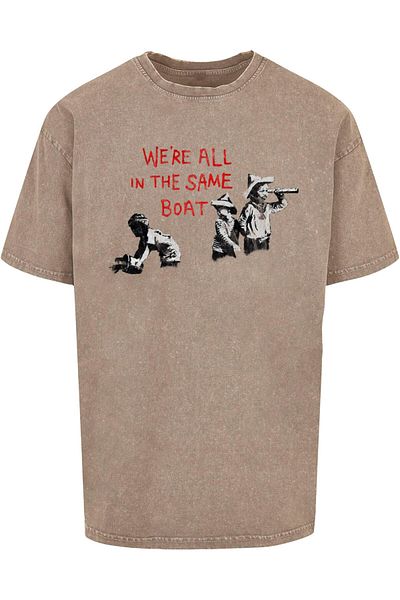 Merchcode Brandalised - In The Same Boat – Übergroßes T-Shirt mit Acid-Waschung