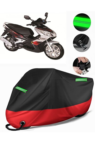 MotoEN Bisan Teos 125 مشمع دراجة نارية ممتاز متوافق (متوافق مع القفل) أسود-أحمر
