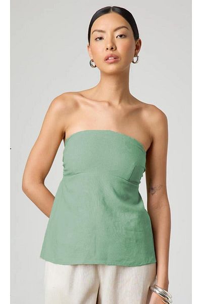 Madmext Mintgrüne trägerlose Bluse aus 100 % Baumwolle Mg2354