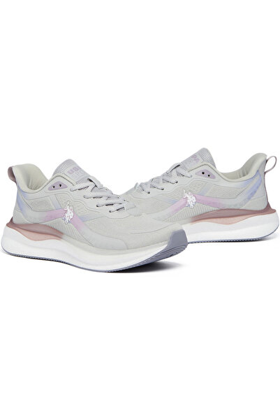 U.S. Polo Assn. Women's Grey Low-Top Sneakers - Bold Lace-Up Style, Comfortable Casual Footwear