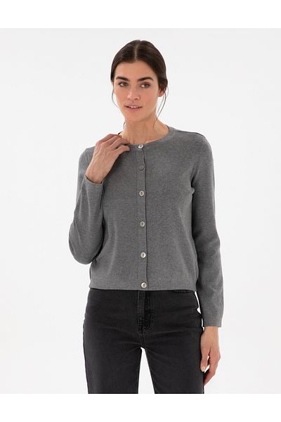 Pierre Cardin Gray Melange Slim Fit Knitwear Cardigan 50299413 -Vr086