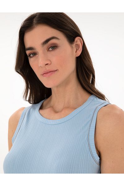 Pierre Cardin Light Blue Ex. Slim Fit Knitted Blouse 50301485 -Vr003