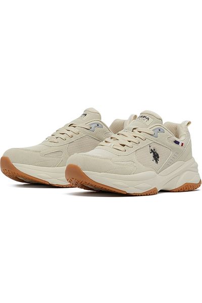U.S. Polo Assn. Men's Beige Low-Top Sneakers - Lightweight Lace-Up Design, Comfortable for Everyday Outfits