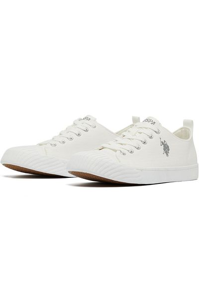 U.S. Polo Assn. Men's White Low-Top Canvas Sneakers - Iconic Branding for a Clean Look