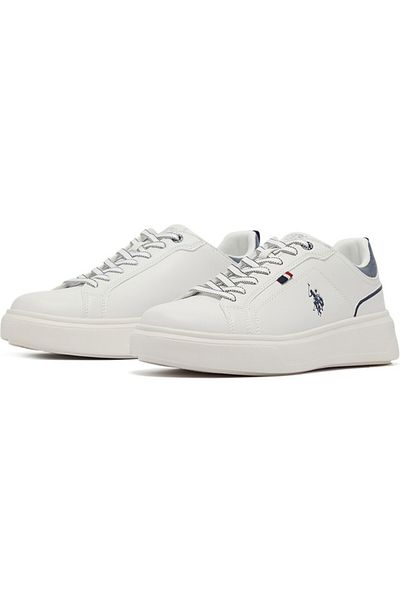 U.S. Polo Assn. Men's White Low-Top Sneakers - Lightweight Lace-Up Design, Comfortable for Everyday Outfits