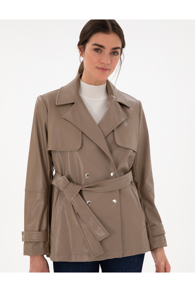 Pierre Cardin Mink Regular Fit Faux Leather Coat 50297363-Vr052