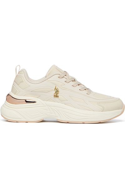 U.S. Polo Assn. Women's Beige Low-Top Sneakers - Lightweight Lace-Up Design