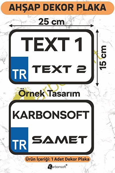 karbonsoft Kişiye Özel Ahşap Dekor Plaka, Bisiklet Plaka, Isimli Plaka, Cam Önü Plakası, Aksesuar Plaka