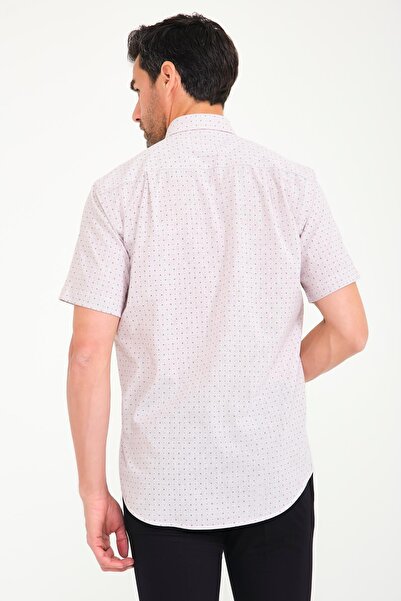 Fitmens Classic Short Sleeve Cross Filafil Pattern Buttoned Collar Gift Boxed Men's Shirt Fs-001215 - Beige