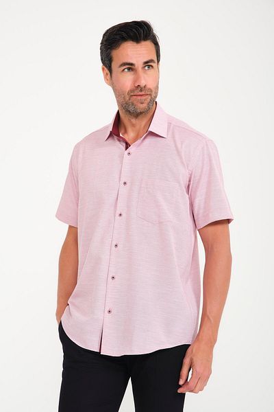 Fitmens Classic Short Sleeve V Flam Linen Men's Shirt with Gift Box Fs- 001217   - Burgundy