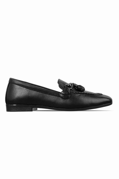 Lal Shoes & Bags Pantofi casual de damă Kassel din piele naturală cu ciucuri - negru