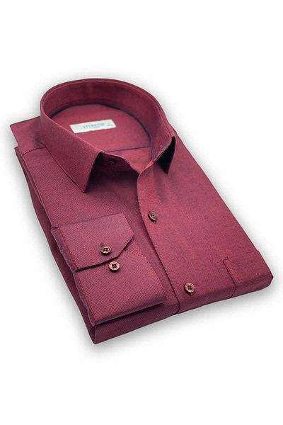 Fitmens Classic Long Sleeve Oxford Gift Boxed Easy Iron-On Men's Shirt Fs- 001254   - Burgundy