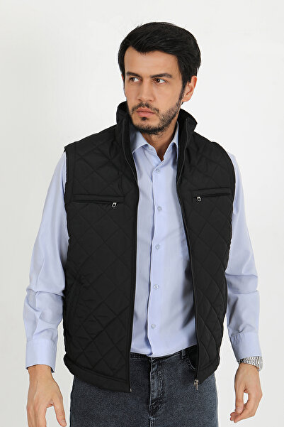 mansory exclusive Black Comfortable Fit Quilted Inflatable Vest with Fleece Inside