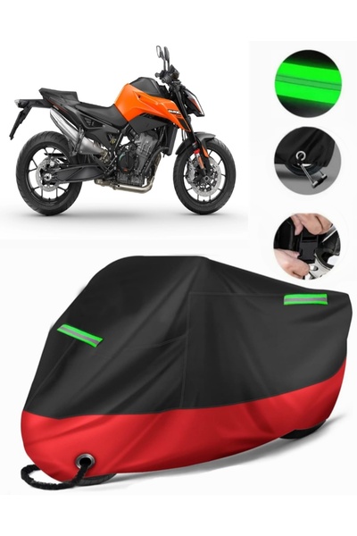 MotoEN غطاء دراجة نارية ممتاز متوافق مع KTM 790 Duke (متوافق مع القفل) أسود-أحمر