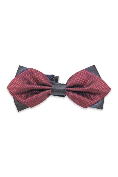 Fitmens Men's Bow Tie Dobby Patterned Pn03 - Claret Red Black