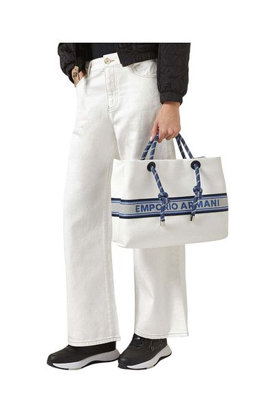 Emporio Armani White Women's Shoulder Bag Backpack with Extra Interior Compartment and Brand Logo