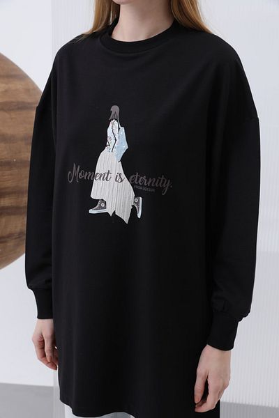 REMSA Λεπτομέρεια εκτύπωσης Sweat Tunik - Μαύρο 10635