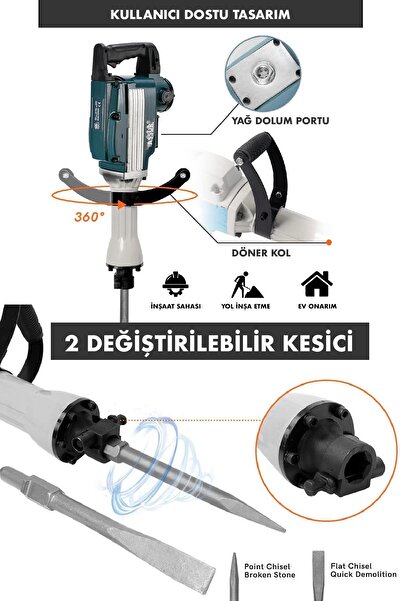 ASSUR 1800w Darbeli 16 Kg Kırıcı Delici Hilti