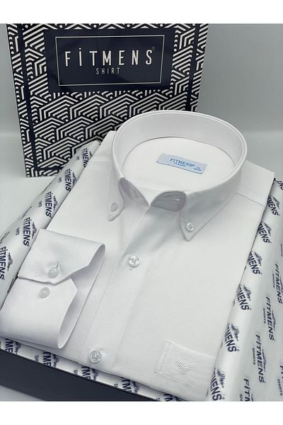 Fitmens Classic Long Sleeve Cotton Easy to Iron Men's Shirt with Gift Box Fs- 003897   - White