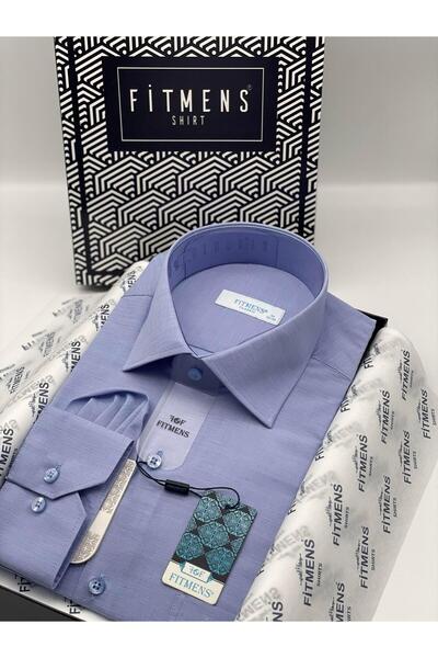 Fitmens Klasik Uzun Kol İthal Filafil Erkek Hediye Kutulu Gömlek FS-003174 - Koyu Mavi