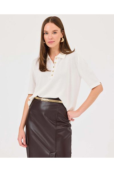 SEÇİL Shirt Collar Buttoned Knitwear Blouse