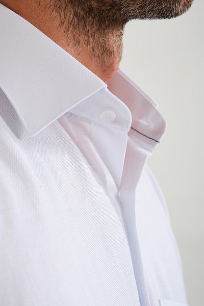 Fitmens Classic Short Sleeve Oxford Gift Boxed Men's Shirt Fs- 001200   - White Navy Blue