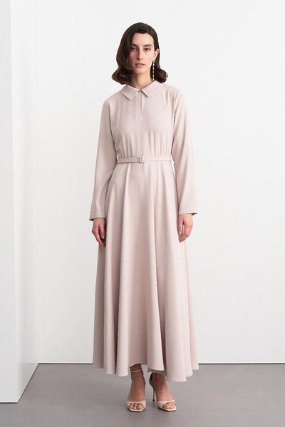 KADRİYE BAŞTÜRK Πέτρινο φόρεμα με ζώνη Long - Can Long Dress Stone