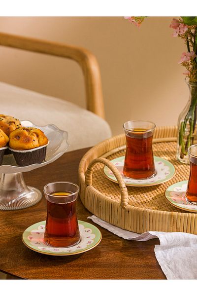 LC Waikiki Ribbon Printed 4-Piece Tea Set