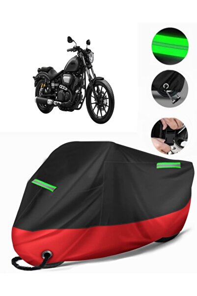 MotoEN غطاء دراجة نارية ممتاز متوافق مع Yamaha XV950 (متوافق مع القفل) أسود-أحمر