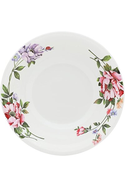 Abir وعاء دائري عميق من الميلامين مقاس 22 سم / 8.66 بوصة بتصميم زهور أبيض للا...